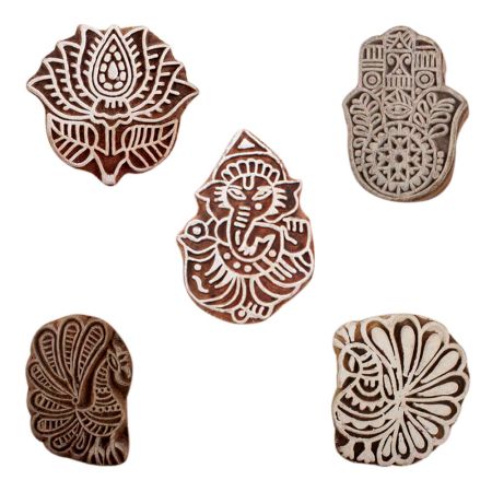 Set of 5 Piece New Mix Wooden Printing Blocks